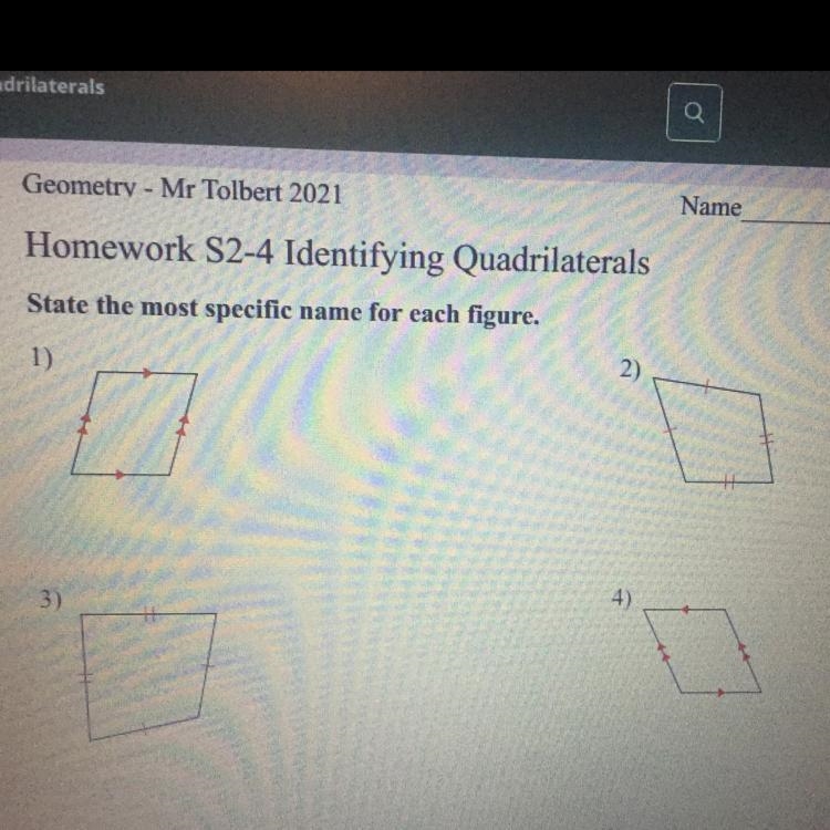 Someone help me identify the quadrilaterals PLEASE HELP ME ASAP I would appreciate-example-1