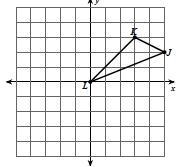 Find the coordinate of J' after a reflection of the triangle about the y-axis. Write-example-1