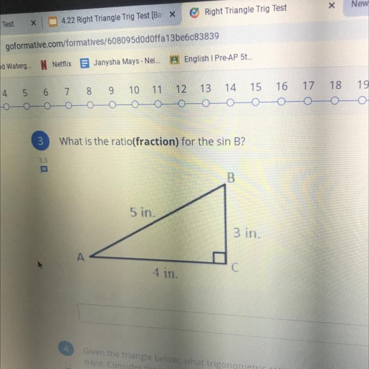 What is the ratio(fraction) for sin B-example-1