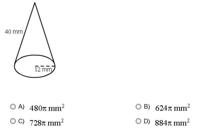 What is the surface area of this right circular cone? (plsss help lol 20 points)-example-1