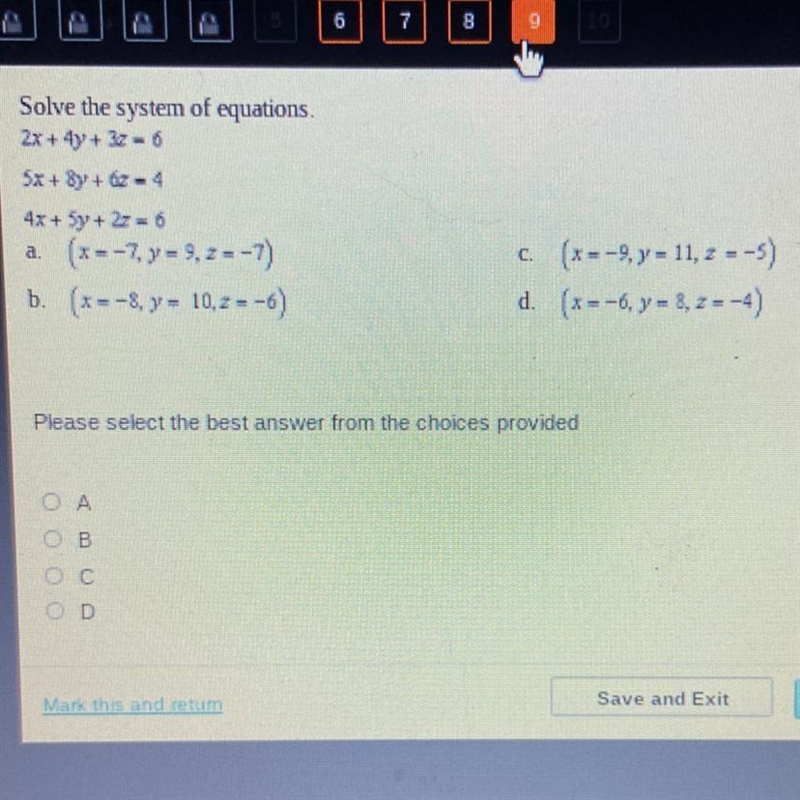 Solving systems of equations in three variables-example-1