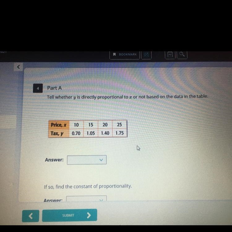 PLEASE HELP Tell whether y is directly proportional to x or not based on the data-example-1