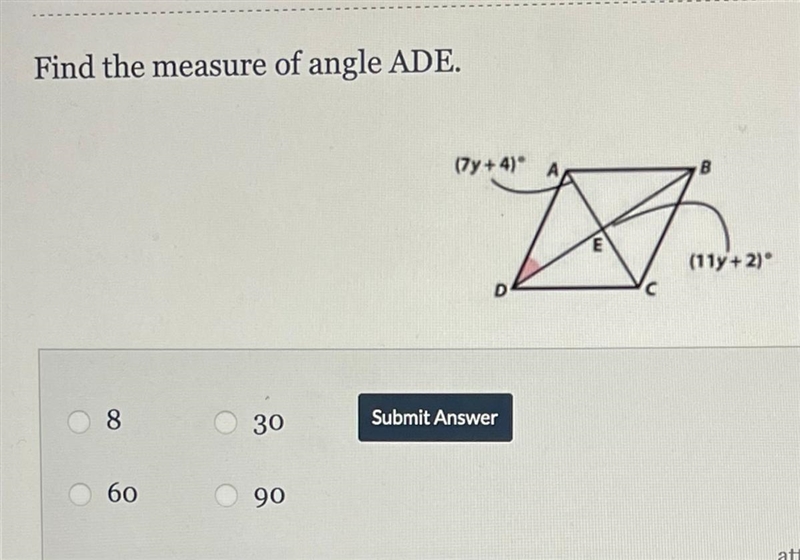 Find the measure of Angle ADE-example-1