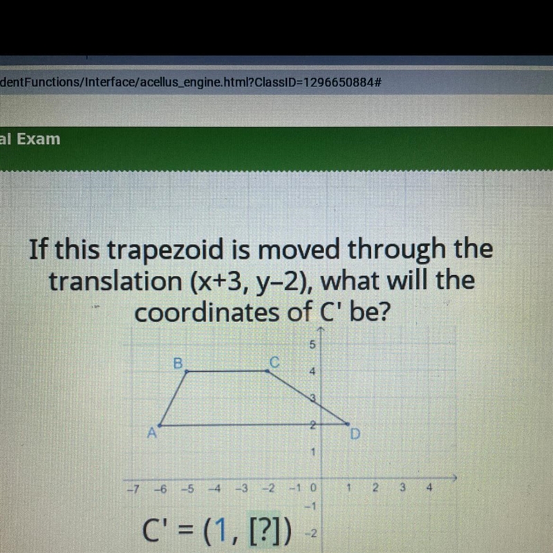 If this trapezoid is moved through the translation (x+3, y-2), what will the coordinates-example-1