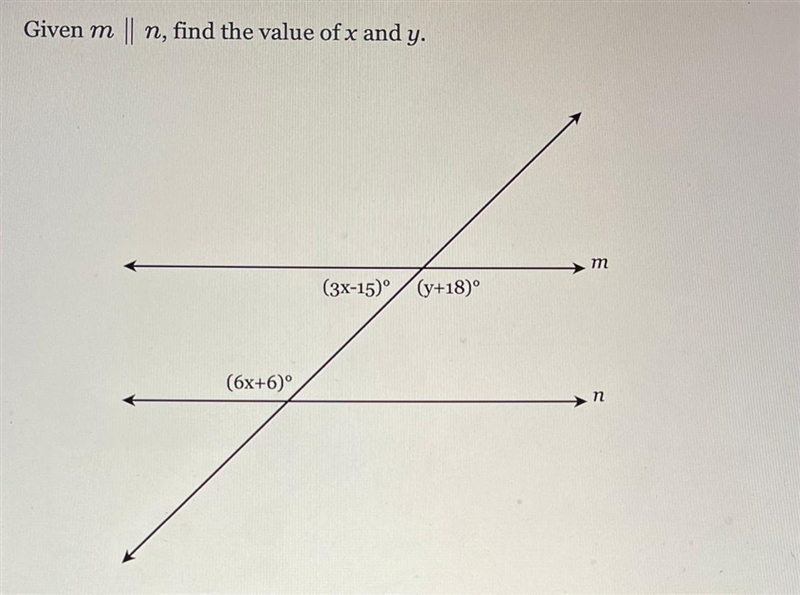 Given m || n, find the value of x and y-example-1