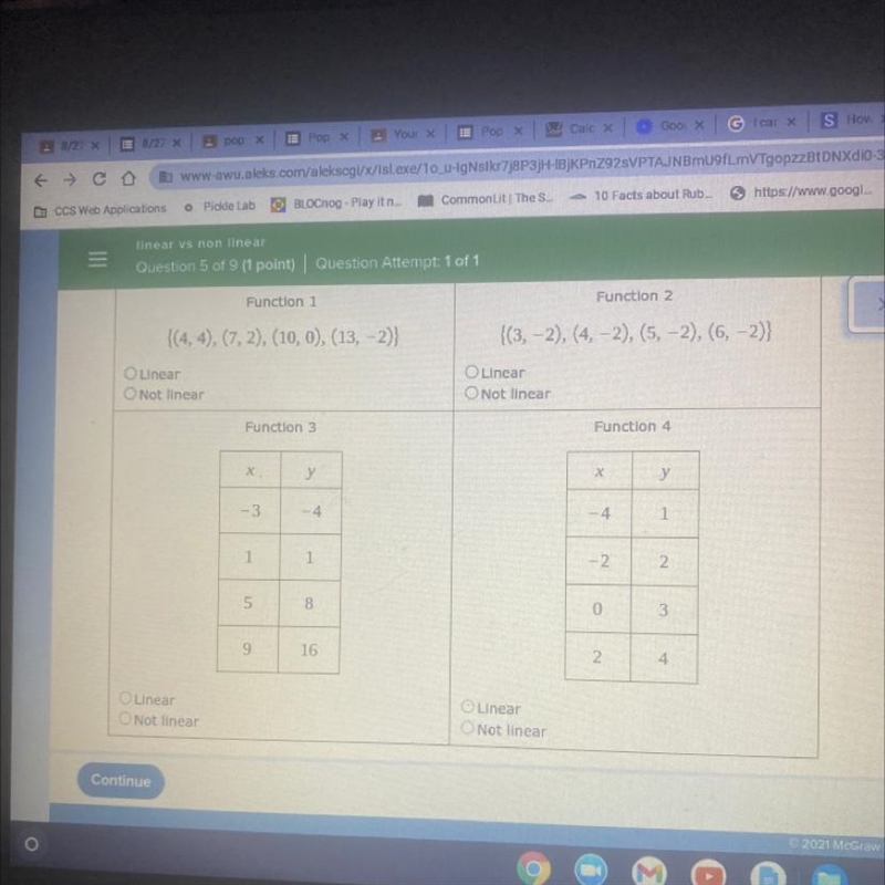 For each function state whether it is linear.-example-1