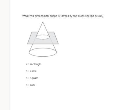 What two-dimensional shape is formed by the cross section below?-example-1