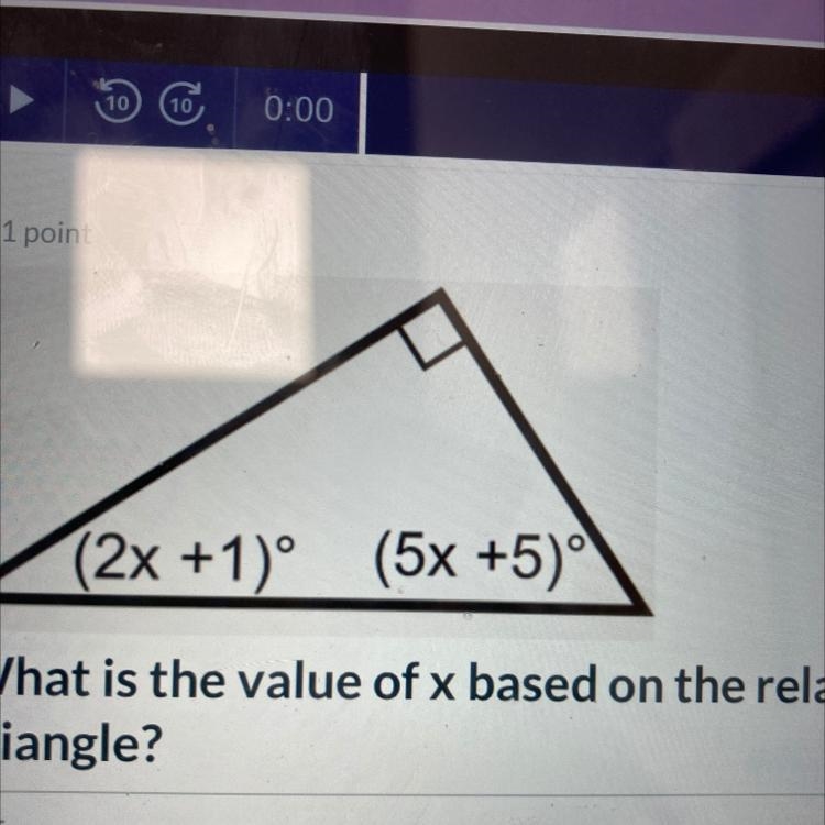 What is the value of x based on the relationships in this triangle?-example-1