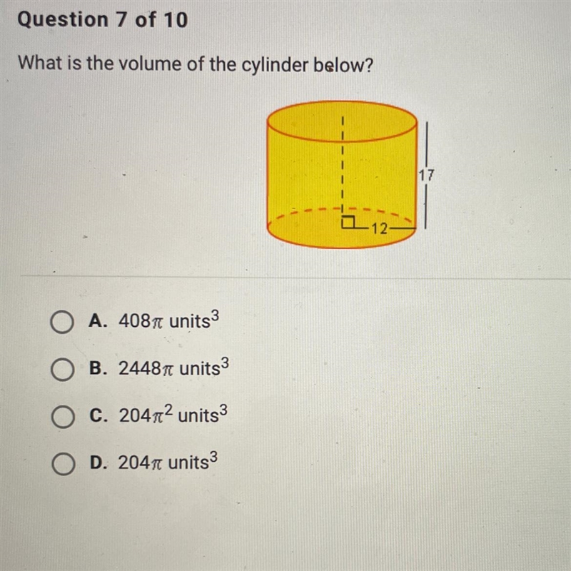 What is the volume of the cylinder below?-example-1