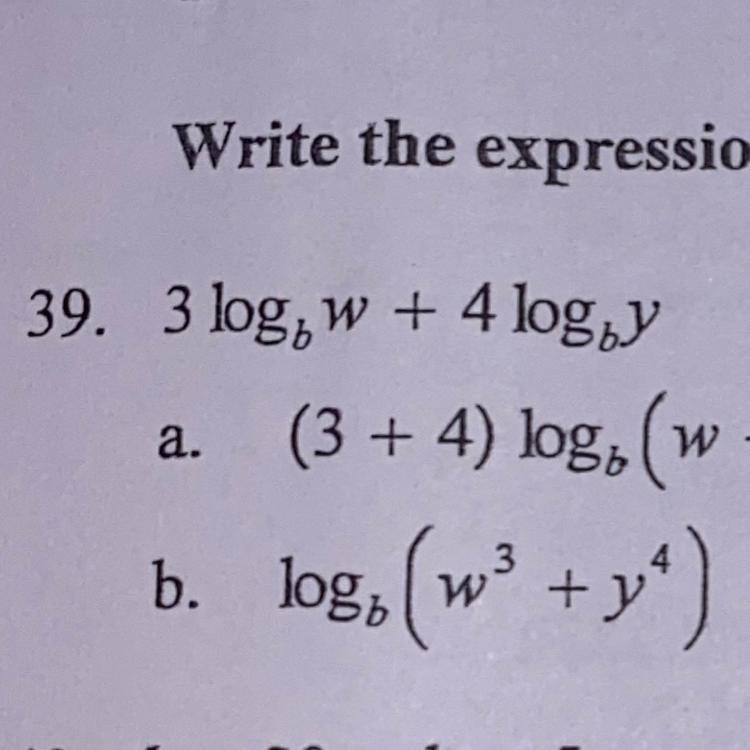 Can someone please write this as a single logarithm and show work please and thank-example-1