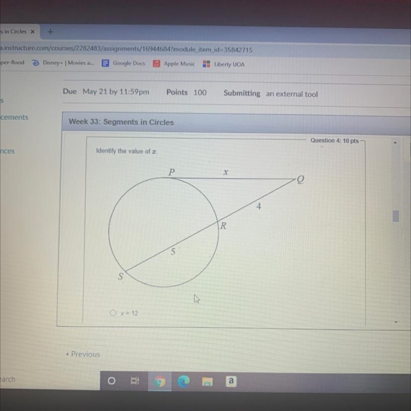 Identify the value of x. a- 12 b- 24 c- 36 d- 6.-example-1