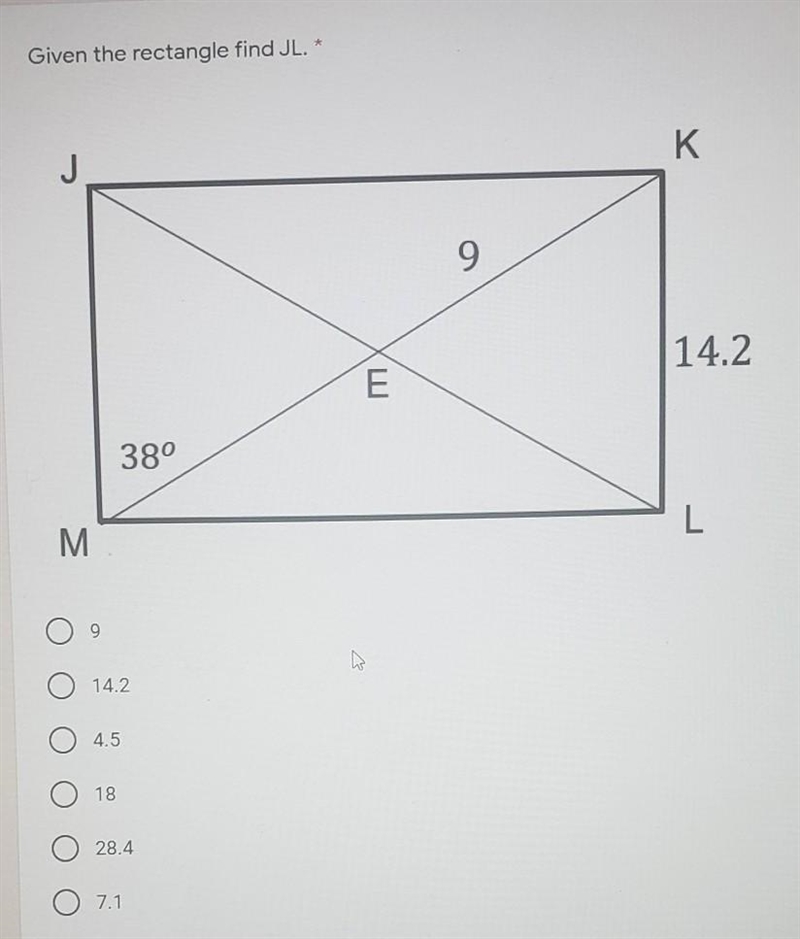 Given the rectangle find JL​-example-1