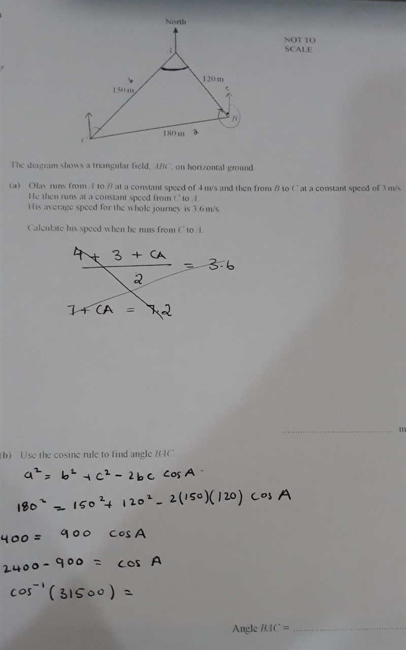 The bearing of c from a is 210° (i) find the bearing of B from A (ii) find the bearing-example-1