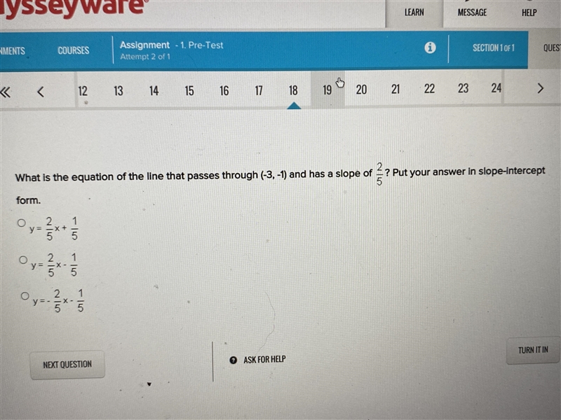 18. what is the equation of the line that passes through…-example-1