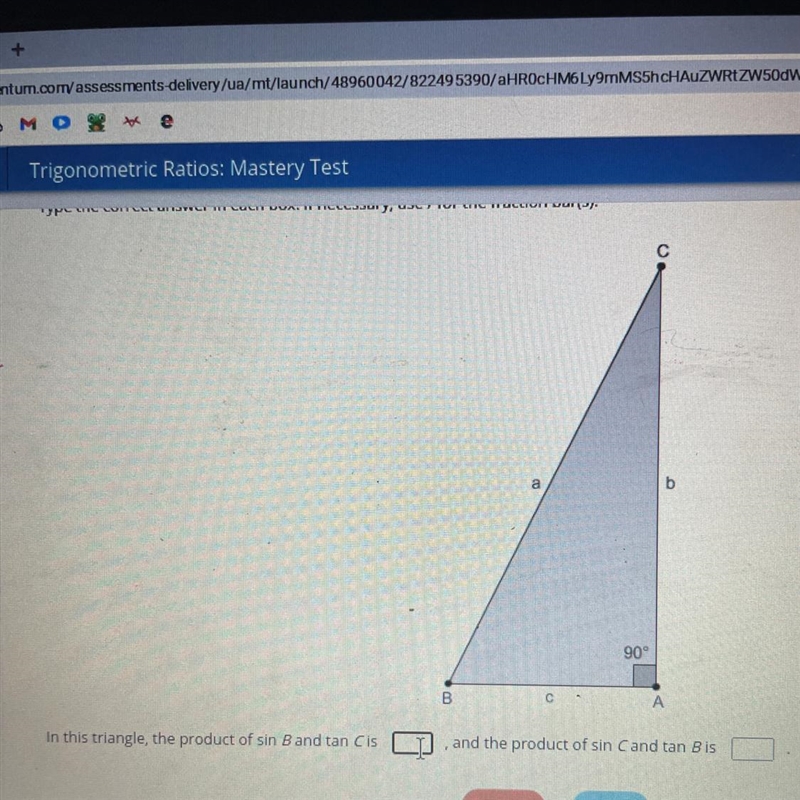 In this triangle, the product of sin B and tan C is and the product of sin Cand tan-example-1