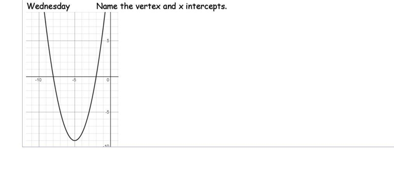 Name the vertex and x intercepts Plz Help-example-1