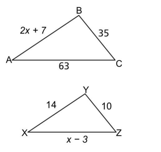 △ABC ~ △XYZ. Find X. Thanks!-example-1