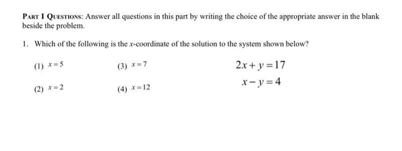 Which of the following is the x-coordinate of the solution to the system shown below-example-1