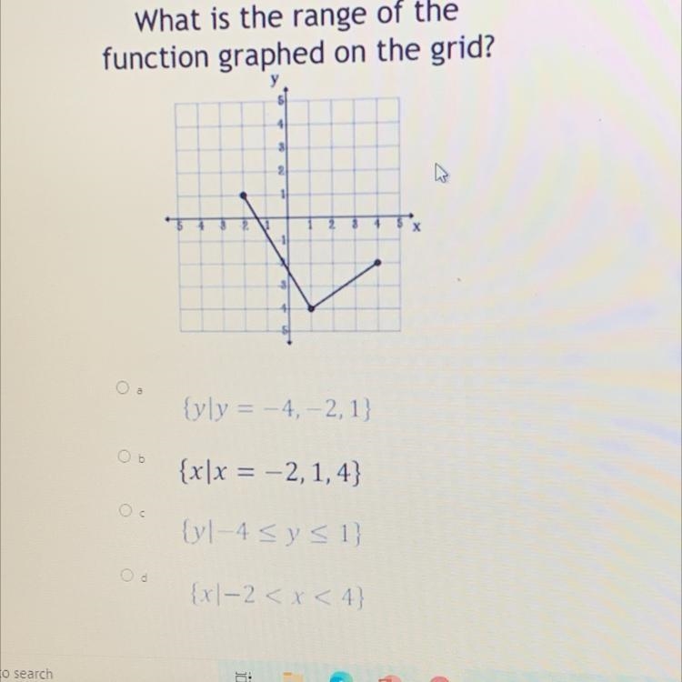 What is the range of the function graphed on the grid?-example-1