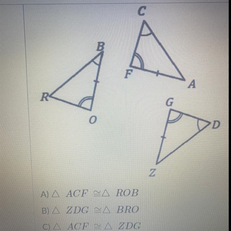 Name two triangles that are congruent by AAS.-example-1