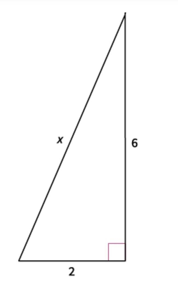 What is the value of x? a) 2 √(10) b) 2 √(2) c) 2 √(5) d) 2 √(3) ​-example-1