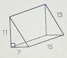 Colby is finding the surface area of the triangular prism shown. Which expression-example-1