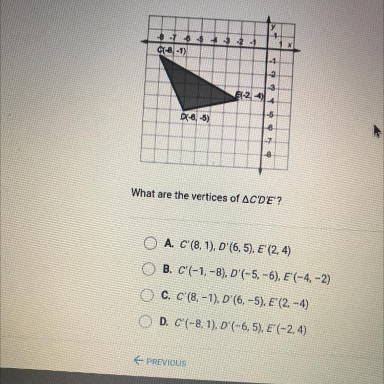 ACDE is reflected over the x-axis.-example-1