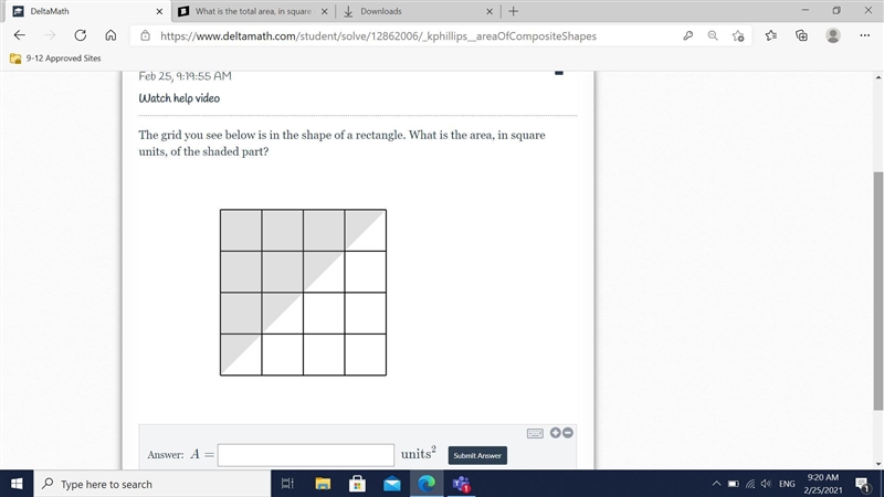 The grid you see below is in the shape of a rectangle. What is the area, in square-example-1