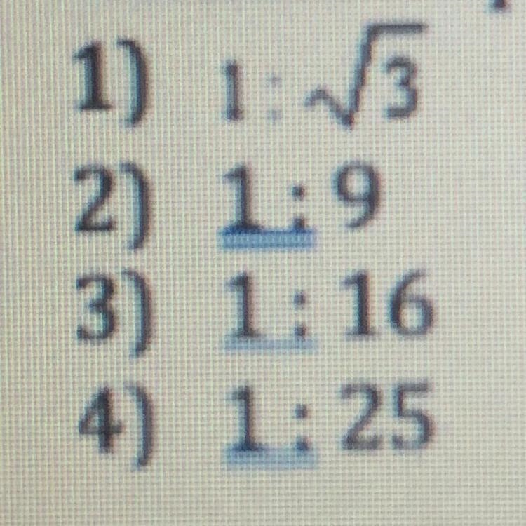 The ratio of the corresponding sides of two similar squares is 1 to 4. What is the-example-1