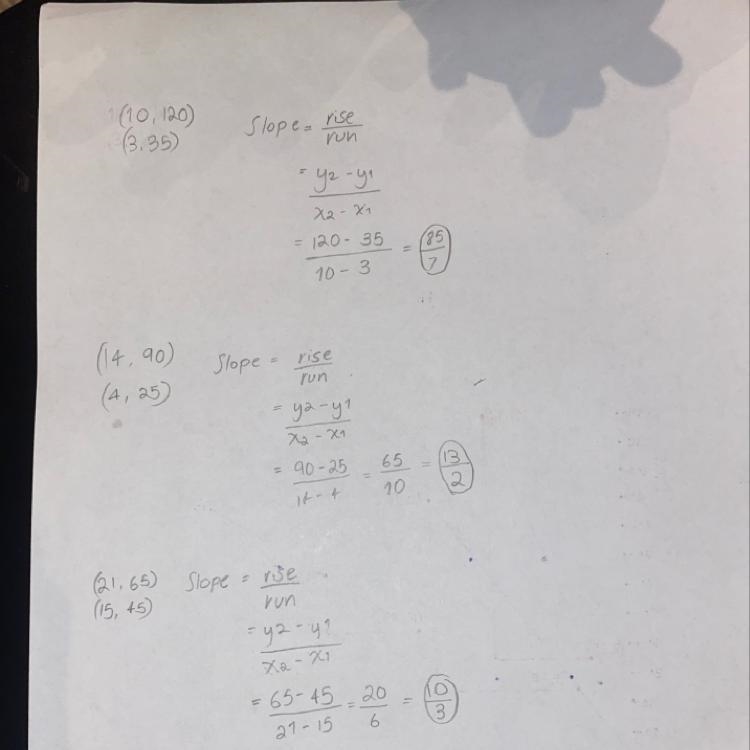 Can someone please tell me if I found all the slopes of these coordinates correctly-example-1