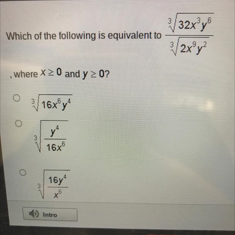 Which of the following is equivalent to 3/33x^3y^6-example-1