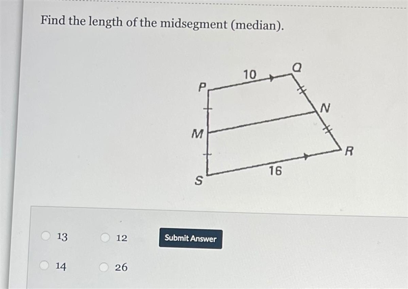 Find the length of the mid segment (median)-example-1