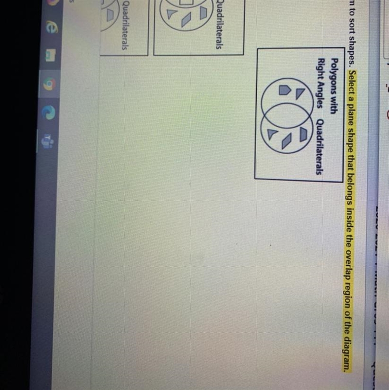 Jane used a Venn diagram to sort shapes. Select a plane shape that belongs inside-example-1