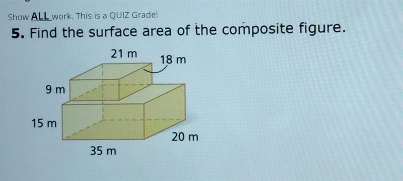 Show all work. 5. Find the surface area of the composite figure.​-example-1