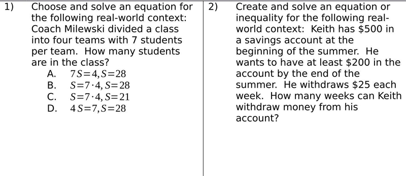 HELP ASAP!! PLEASE EXPLAIN! THIS IS Creating Equations and Inequalities of One-Variable-example-1