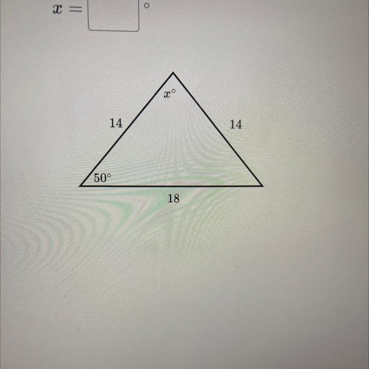 Find the value of x in the triangle shown below.-example-1