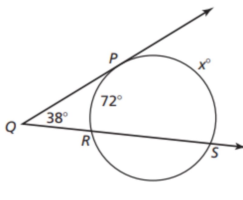 Find x Secant tangent angles-example-1