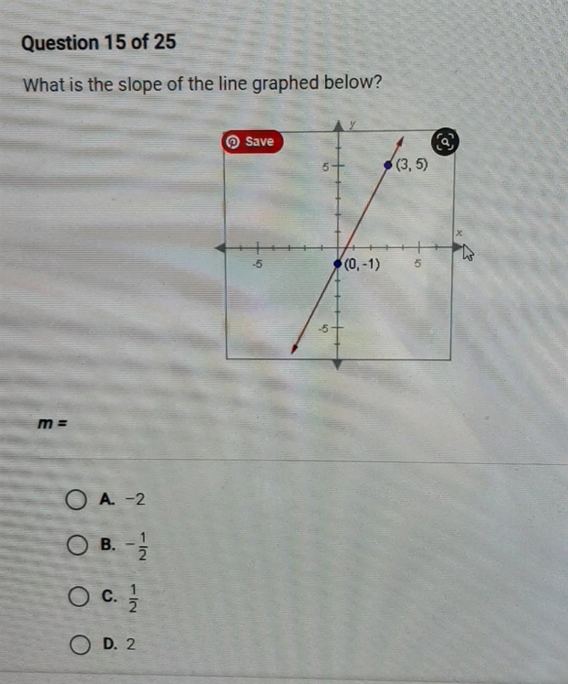 PLEASE HELP ASAP! What is the slope of the line graphed below? ​-example-1