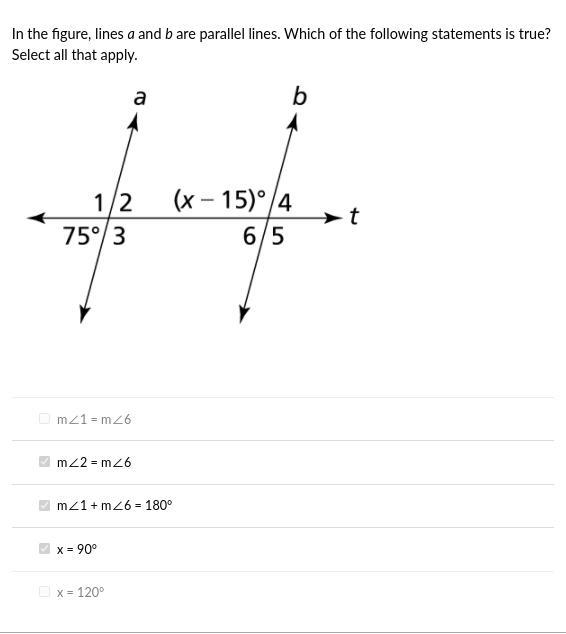 PLEASE HELP I GOT THIS PARTIALLY WRONG In the figure, lines a and b are parallel lines-example-1