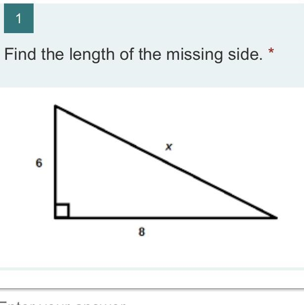 Find the length of the missing side.-example-1