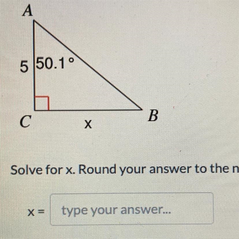 Solve for x round to your nearest tenth-example-1