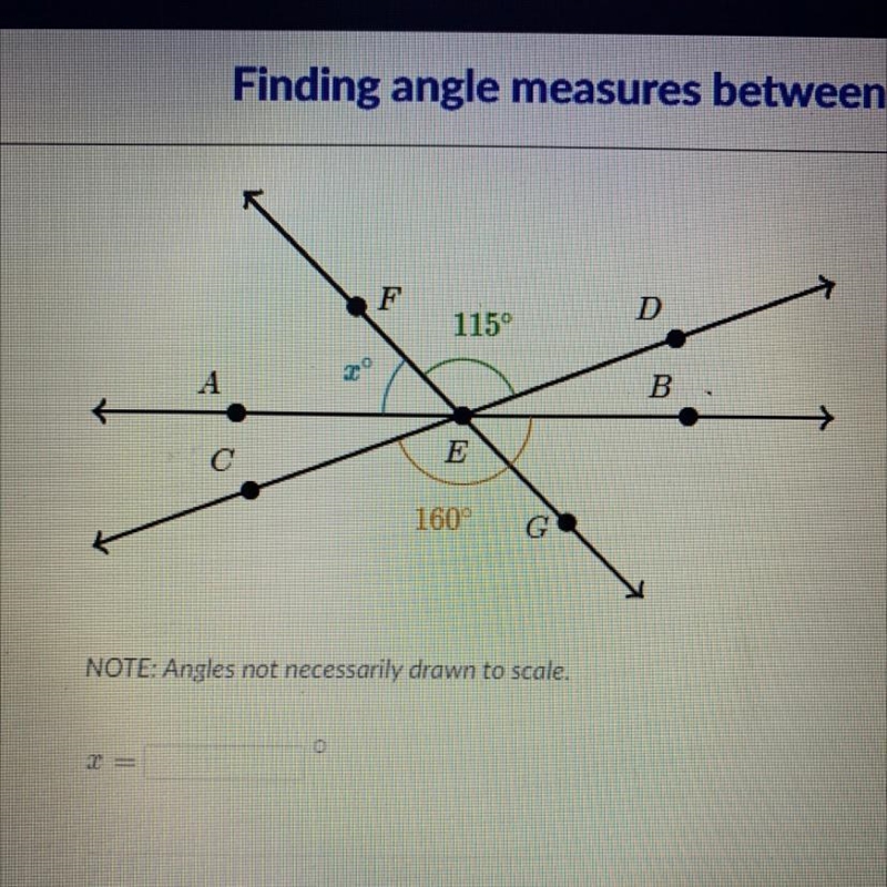 NOTE: Angles not necessarily drawn to scale. What does X equal?-example-1