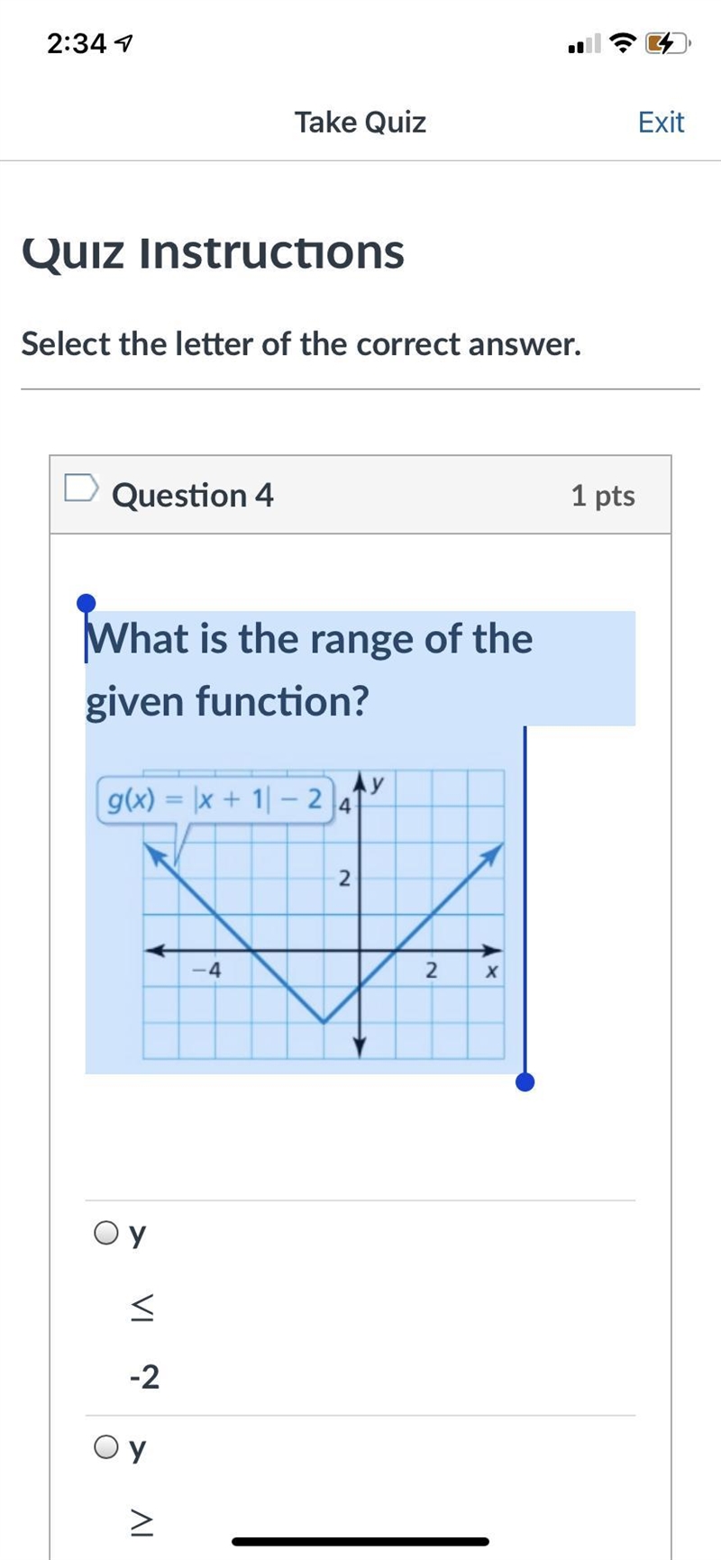 What is the range of the given function?-example-1