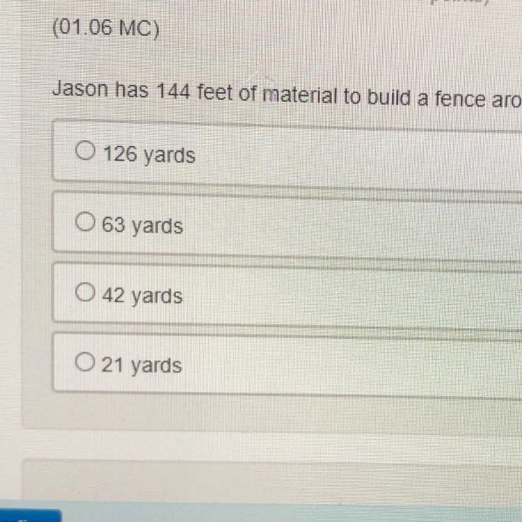 Jason has 144 feet of material to build a fence around the rectangular garden on his-example-1