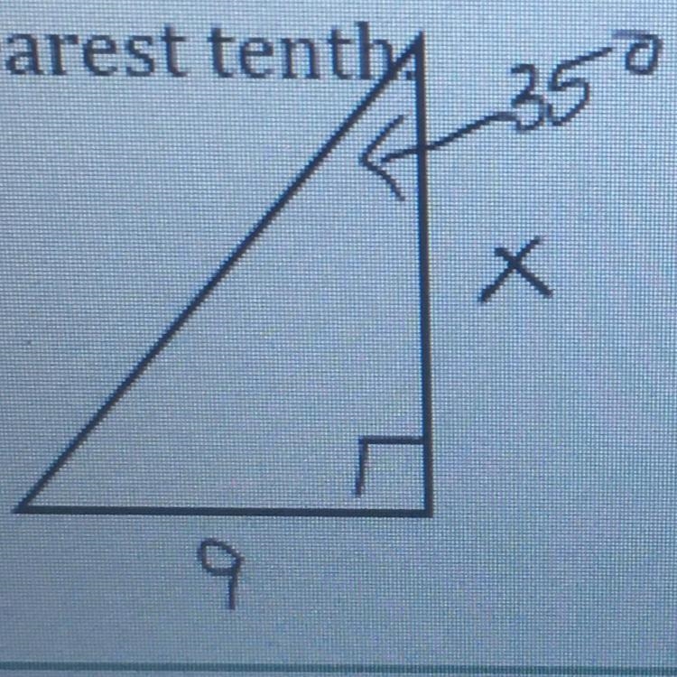 1) Find the value of x. Round to the nearest tenth.-example-1