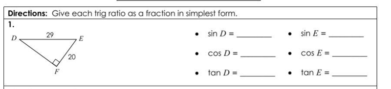 Give each trig ratio as a fraction in simplest form.-example-1