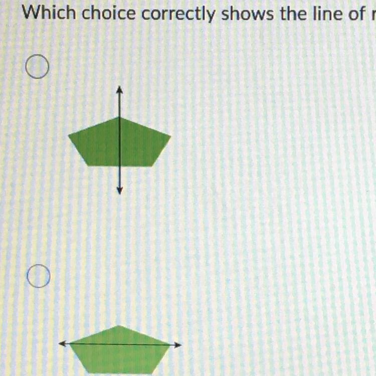 Which choice correctly shows the line of reflection of the figure?-example-1