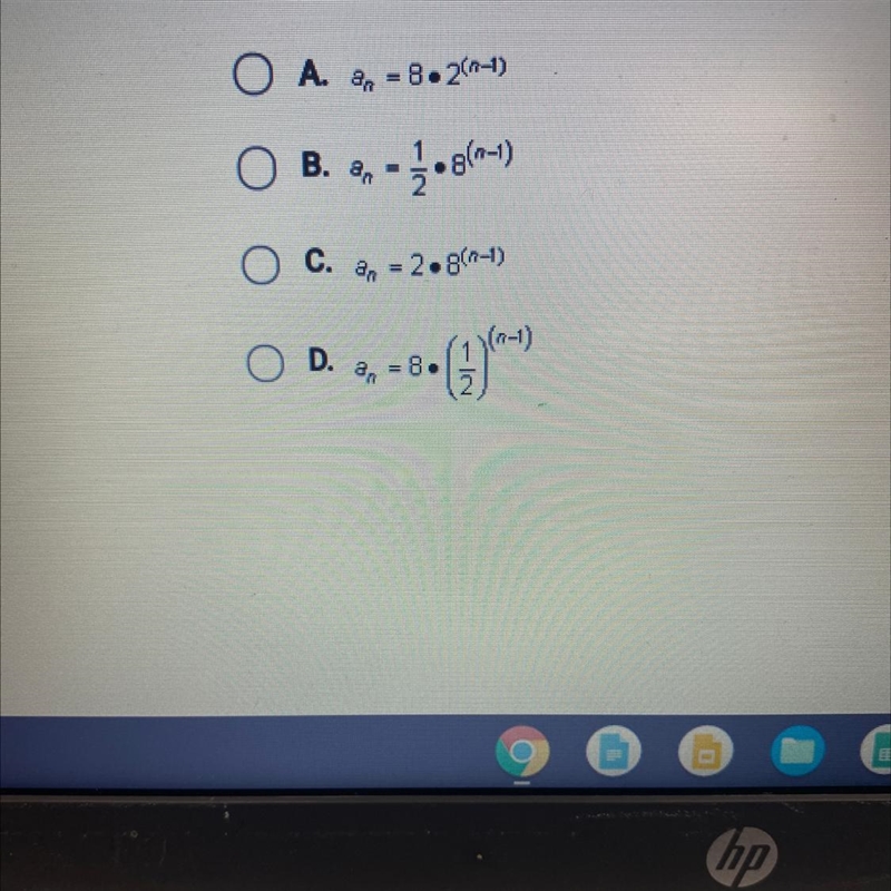 This geometric sequence? What is the explicit formula for 8, 4, 2, 1, ...-example-1