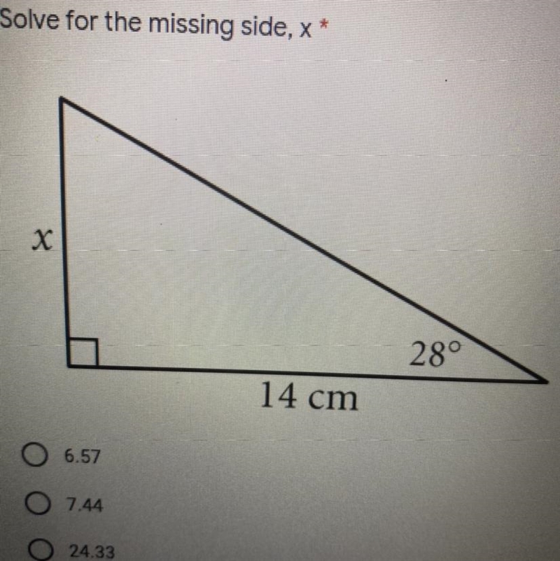 Solve for the missing side,x-example-1