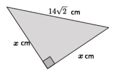 Determine the length of the legs in the right triangle below-example-1